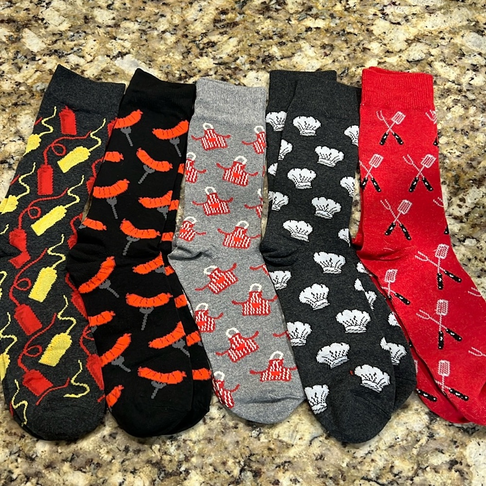 NWOT 5 pairs assortment men’s dress socks BBQ theme funny socks bundle novelty